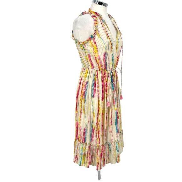 Black Tape Metallic Striped Sleeveless Tie-Dye Midi Dress Yellow Gold Size Small - Picture 5 of 13